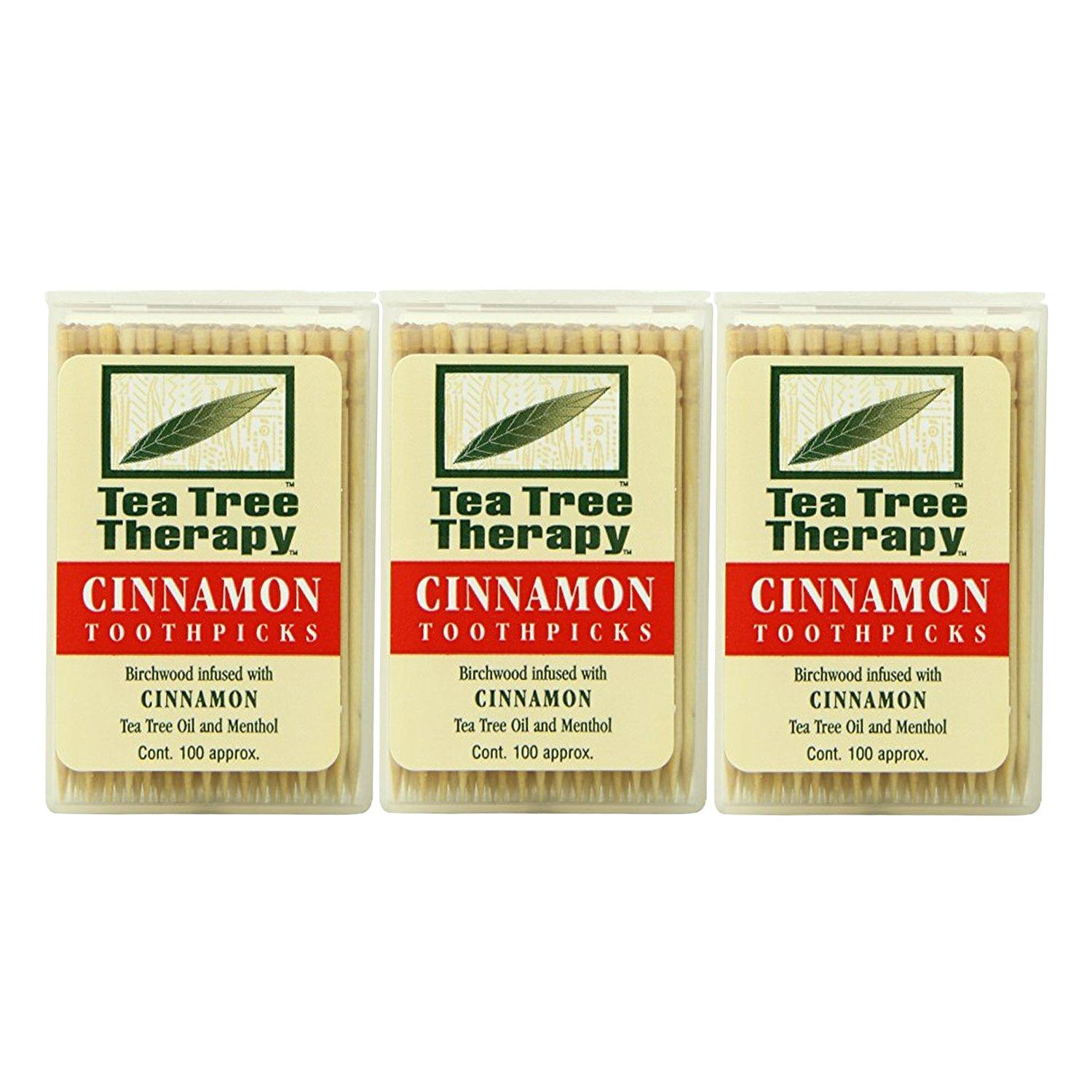 Tea Tree Therapy Tea Tree Therapy Toothpicks, Cinnamon, 100 Count (3-Pack)
