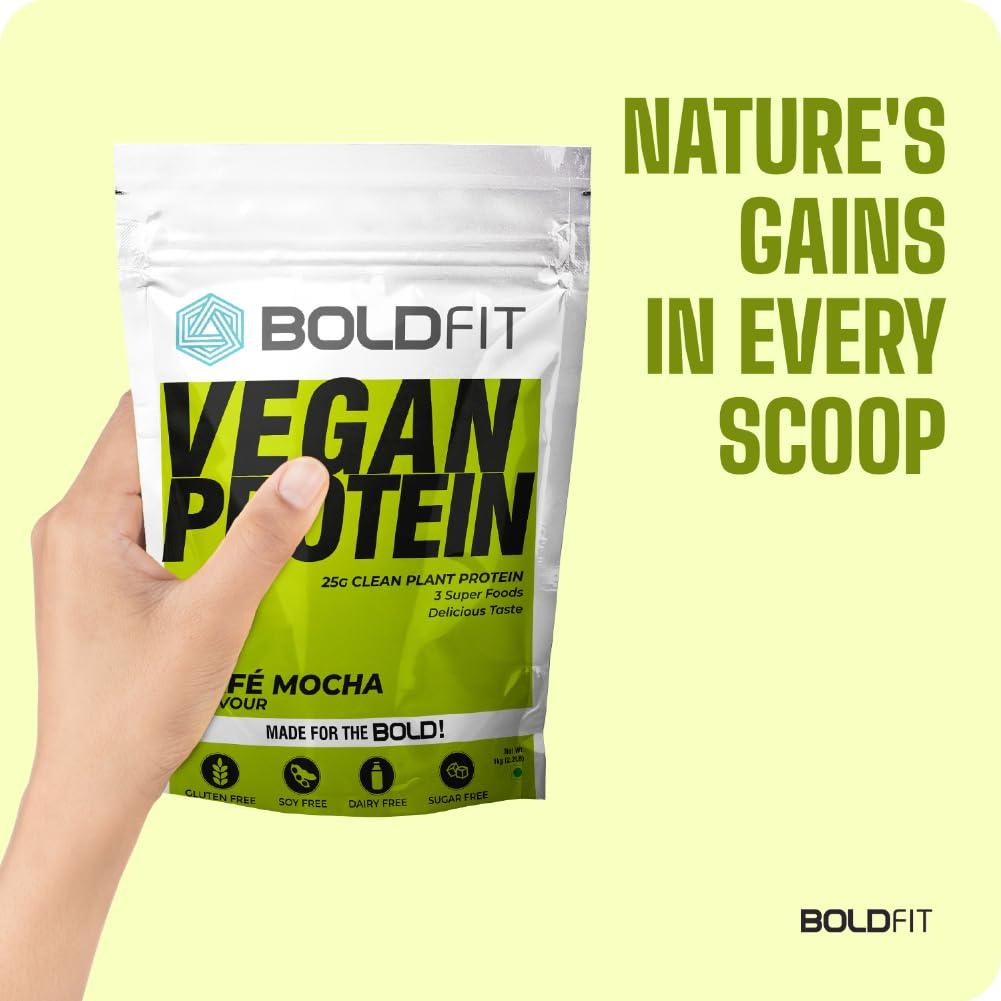 Boldfit Boldfit Plant Based Protein Powder Easy to Digest Protein Supplement for Men & Women Vegan Plant Protein with Turmeric Extract, Bromelain, Piperine Helps in Faster Absorption & Bloating - Mocha 1kg