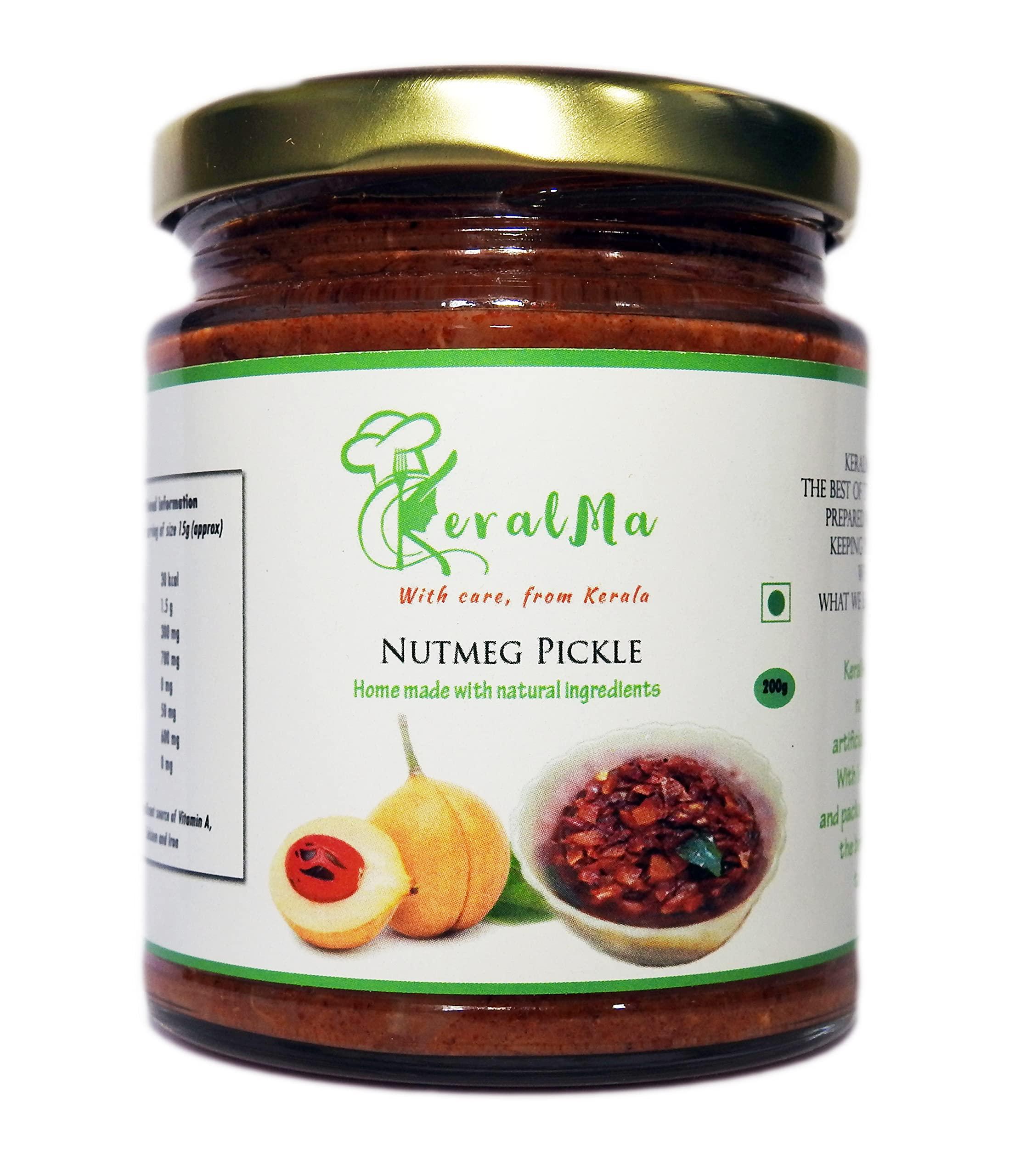 KeralMa KeralMa Homemade Nutmeg Pickle | 200g | Authentic Kerala Pickle | Spicy South Indian Pickle | Jaiphal Achaar | Jathikai Achaar | Tasty pickle | Natural, no artificial flavours | No preservatives