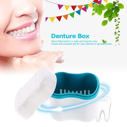 QUKAN QUKAN Denture Bath Box Case Dental False Teeth Cleaning Container Rinsing Basket Retainer Appliance Holder Tray