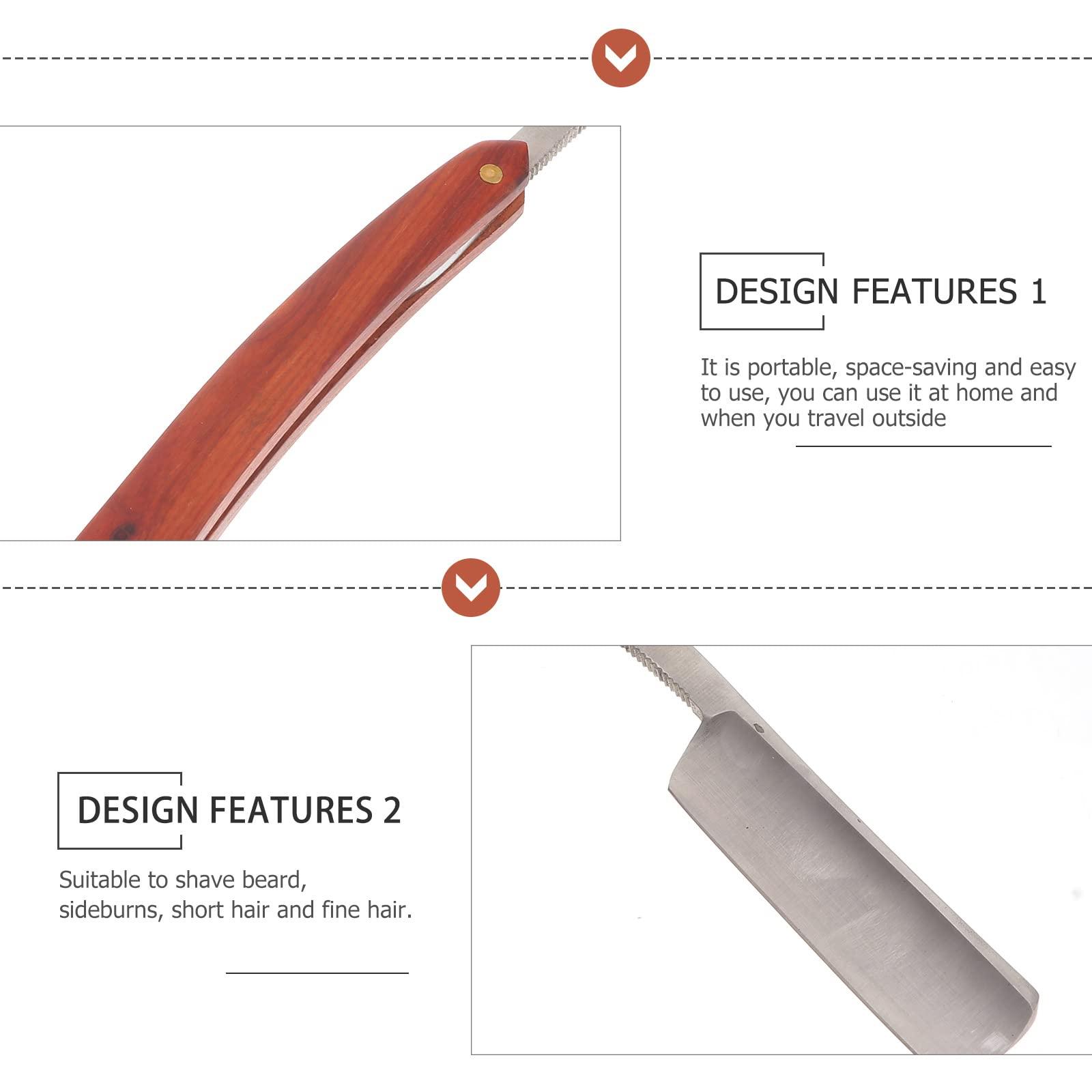 Lurrose Lurrose Straight Razor- Carbon Steel Straight Edge Barber Razor Professional Mens Straight Razor Kit with Vintage Wood Handle