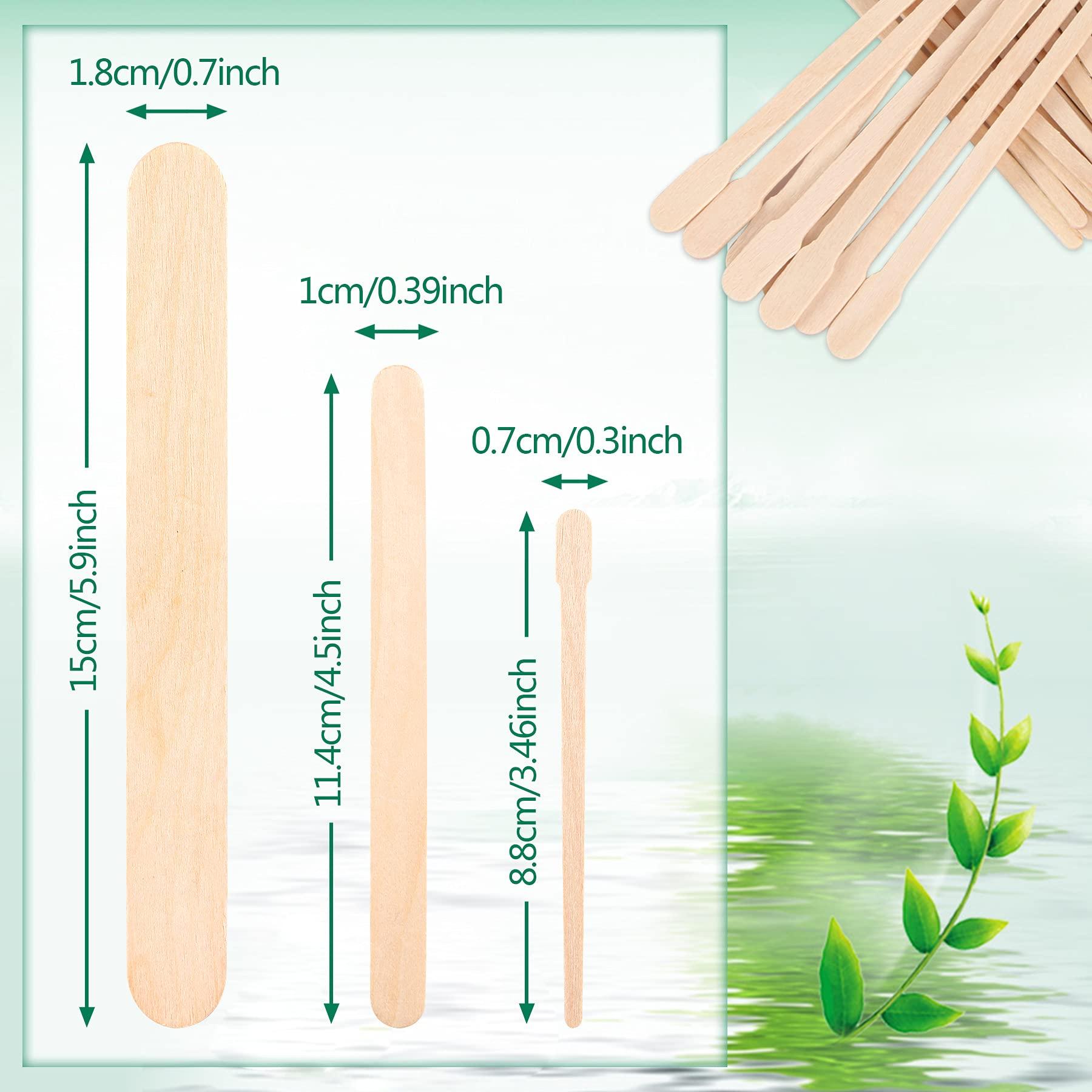 JANYUN 200 PCS Wooden Wax Sticks Waxing Applicator Spatulas Kit for Eyebrow Lip Face and Body Hair Removal(Combination Style)
