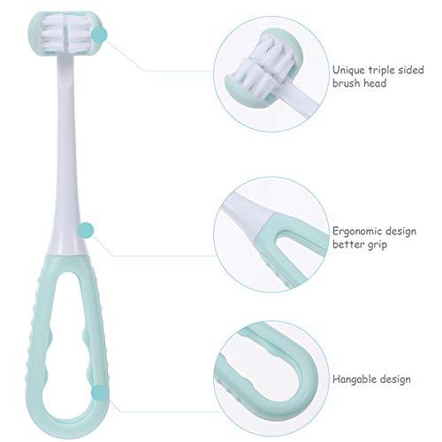 KTMGlobal KTM 3 Sided Autism Toothbrush Kids Toothbrush Soft Bristle Toothbrush Toddler Toothbrushes Sky- blue