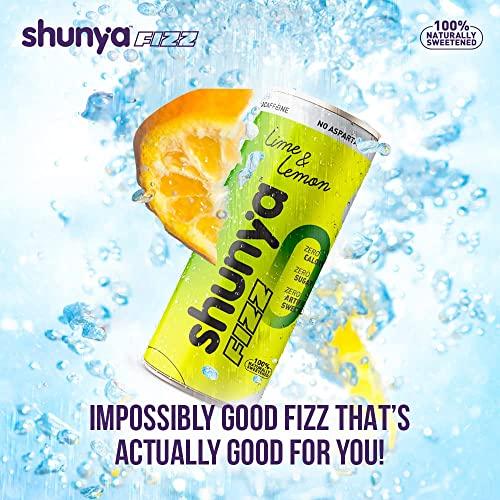 Shunya Shunya Fizz Lime & Lemon | Sugar Free Soft Drink | 0 Calories & No Aspartame | Supercharged with Green Tea & Vitamin C | Pack of 12 (300 ml X 12)