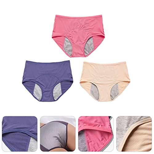 Artibetter ARTIBETTER 3 Pcs Menstrual Briefs Menstrual Period Pants Leak- proof Physiological Pants Thickened Comfortable Menstrual Underwear Menstruation Breathable Underpants for Women Girls, 3XL