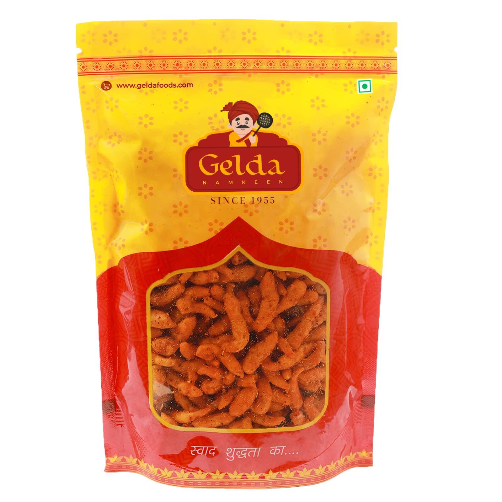 Gelda Namkeen Gelda Namkeen - Kadak Teekha Bhujia (Crorepati Sev), Spicy Namkeen, Authentic Regional Taste of Indore, Party Snack - 500gm
