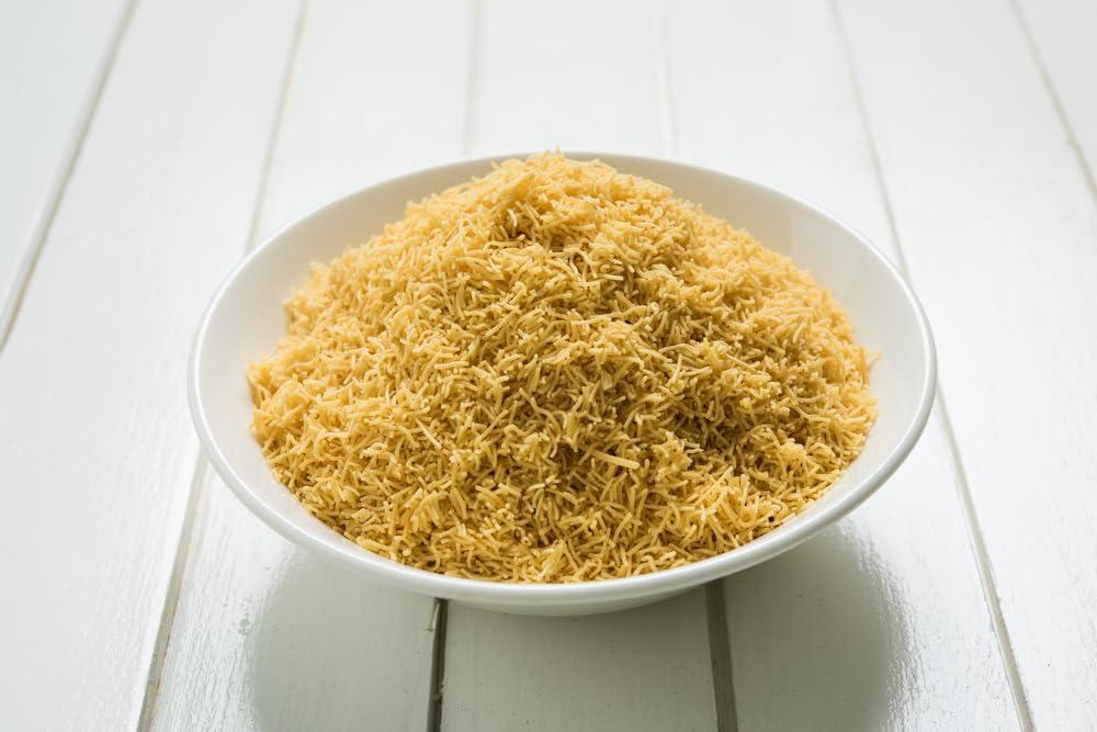 JOLANTAA Jolantaa Namkeen Sev For Bhel, Non Spicy, Barik Sev Sev Bhujia Sev Salted | Special For Festival Celebration | Festival Gift Hamper | (450 Gm)