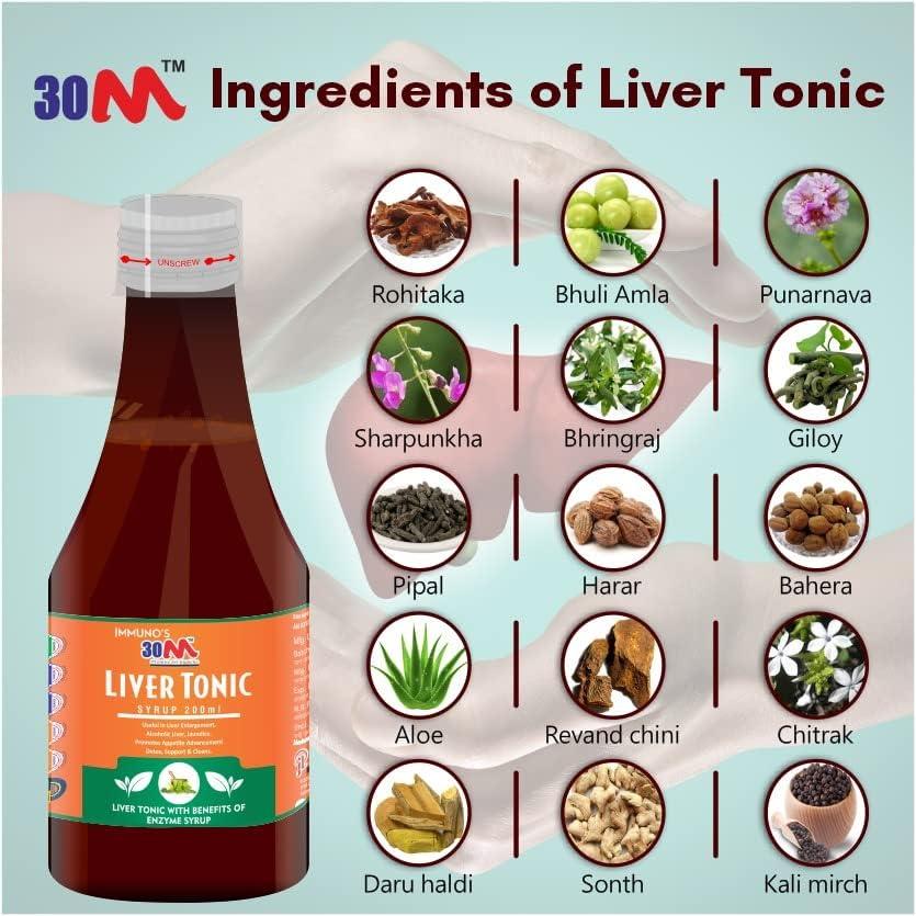 30M 30M Ayurvedic Fatty Liver Tonic Syrup Medicine for Children, Liver Detox Ayurvedic and Liver Tonic - Pack of 2, 200mL