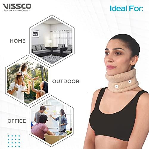 Vissco Vissco Cervical Collar With Chin Support, Neck Support for Stability & Relieves From Neck Pain, Excessive strain on the neck muscles - Small (Beige)