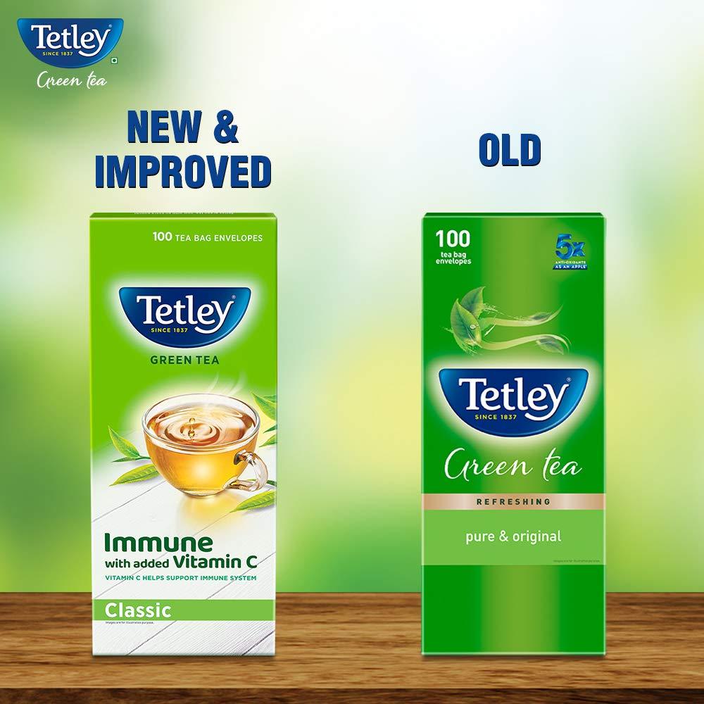 Tetley Tetley Green Tea immune with added Vitamin C, Classic, 100 Tea Bags & Tetley | Original | Rich Taste of Assam Tea |100 Tea Bags | 1.7g Each