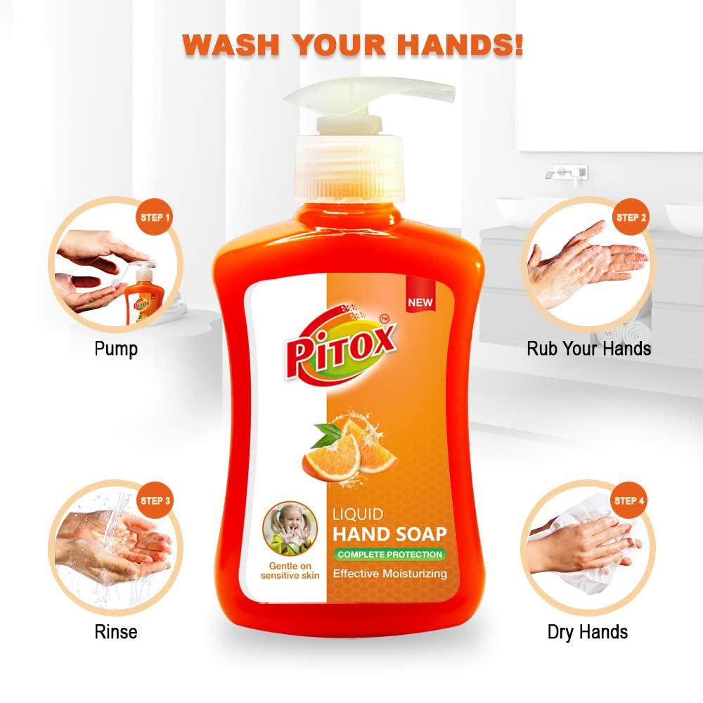 Pitox Pitox liquid Hand Soap (Pack of 3-200ml each) | Moisturizing Hand Wash | Soft on Hands