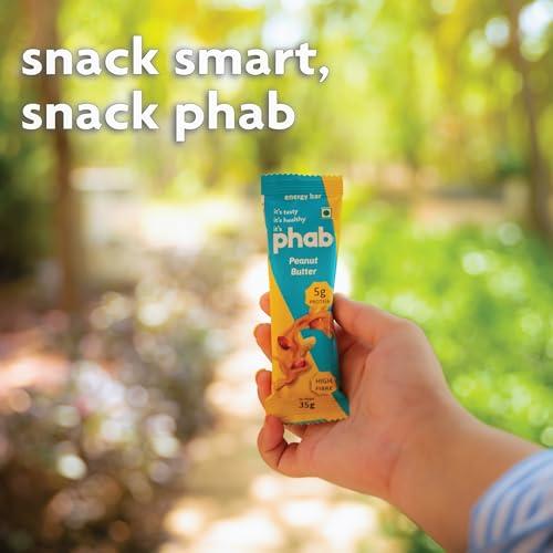 Phab Phab Peanut Butter 5g Protein Bar| Energy & nutrition | High Fibre & Gut-friendly | Sweetened with Honey,Trans Fat Free & No Preservatives | Loaded With 21% Nuts | Healthy & Tasty(Pack of 6 x 35g)