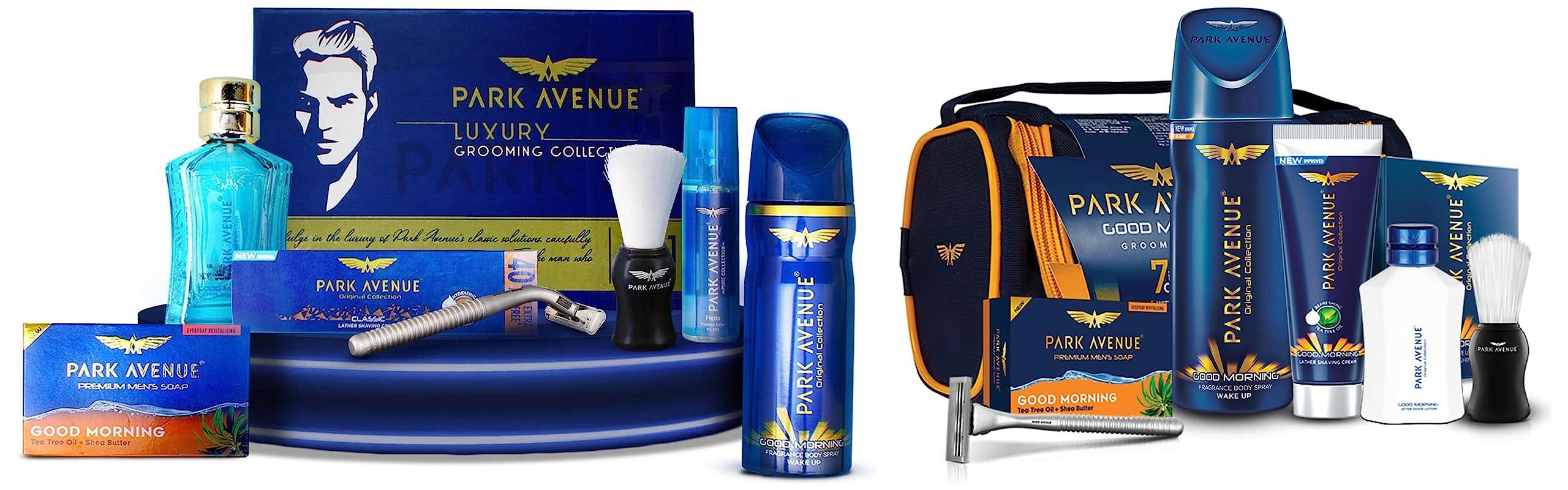 Park Avenue Park Avenue Luxury Grooming Collection (Combo Of 7 + Travel Pouch) And Park Avenue Good Morning Grooming Kit For Men (Pack Of 7)