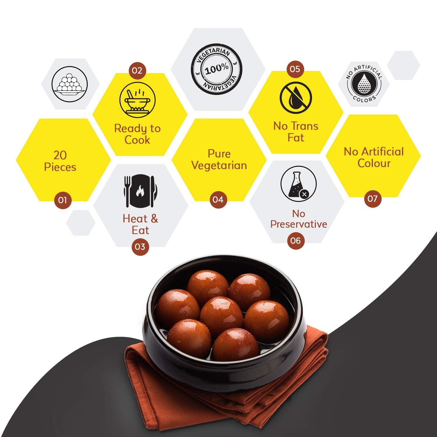 HOCCO HOCCO Ready To Eat Gulab jamun 1 kg | Soft & Delicious | Open & Eat | Pure Veg Sweets | for festival gifting occasions | Mouth-Watering Indian Mithai | No Added Colors, and Preservatives