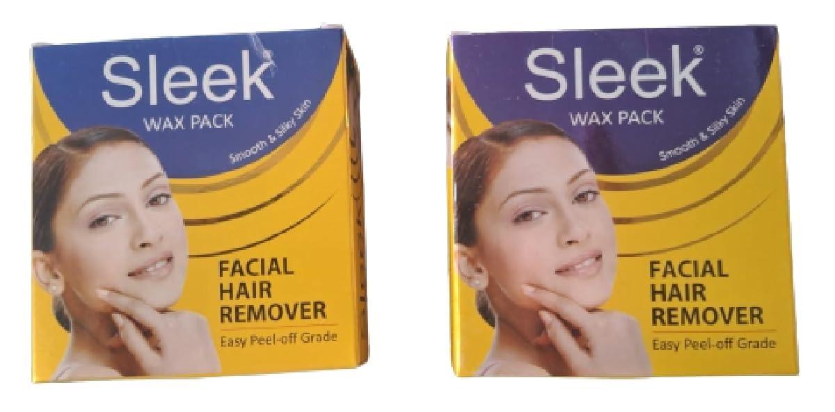 Sleek Sleek Facial Hair Remover Katori Wax I 5 Minute Painless Wax I Instant Hair Remover I All Skin Types I for Face,Hands,Legs,Underarms, Bikini Area| 80gm each (Pack of 2 pcs)