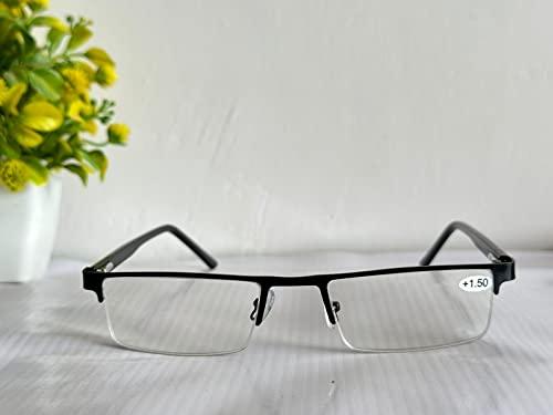 SAIYED CHASMA GHAR Blue Ray Cut Reading Glasses Without Coating Blue Cut Anti Reflection For Mobile & Computer Glasses UV Protection Glasses Dark Grey Frame Specs For Unisex By SAIYED CHASMA GHAR (Power +1.00)