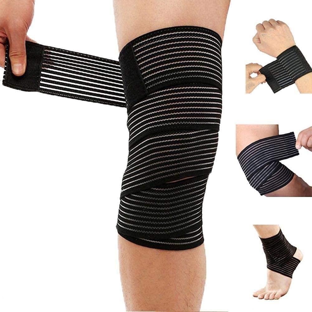 LIFE HUB LIFE HUB Elastic Knee Compression Bandage Wraps Support for Legs,Thighs,Hamstrings Ankle & Elbow Elastic Compression Knee Wraps Perfect for Squats, Weightlifting, Olympic Cross fit (Pack of 2)