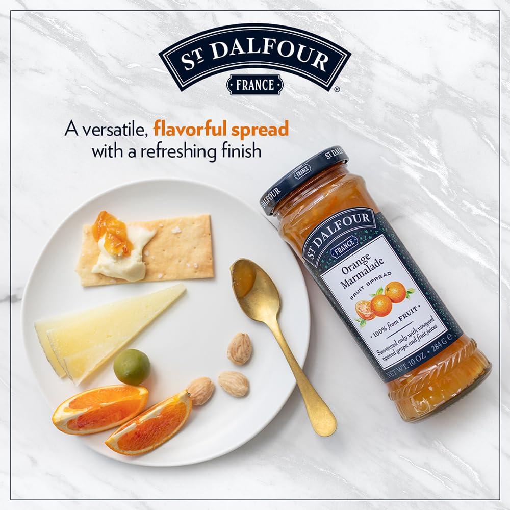 St Dalfour St Dalfour Orange Marmalade Fruit Spread 284 g | No Added Sugar | 100% from Fruit | No Added Preservatives, Colours, Flavors or Sweeteners | No Corn Syrup | Traditional French Recipe