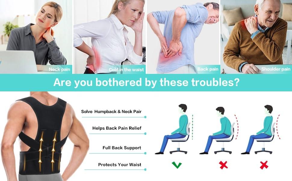 WESTONWINGS WESTONWINGS Neoprene Blend Posture Corrector For Men & Women-Back Support Belt For Back Pain Relief-Shoulder Support Belt-Body & Back Clavicle Corrector Belt-Back Straight Belt,Free Size