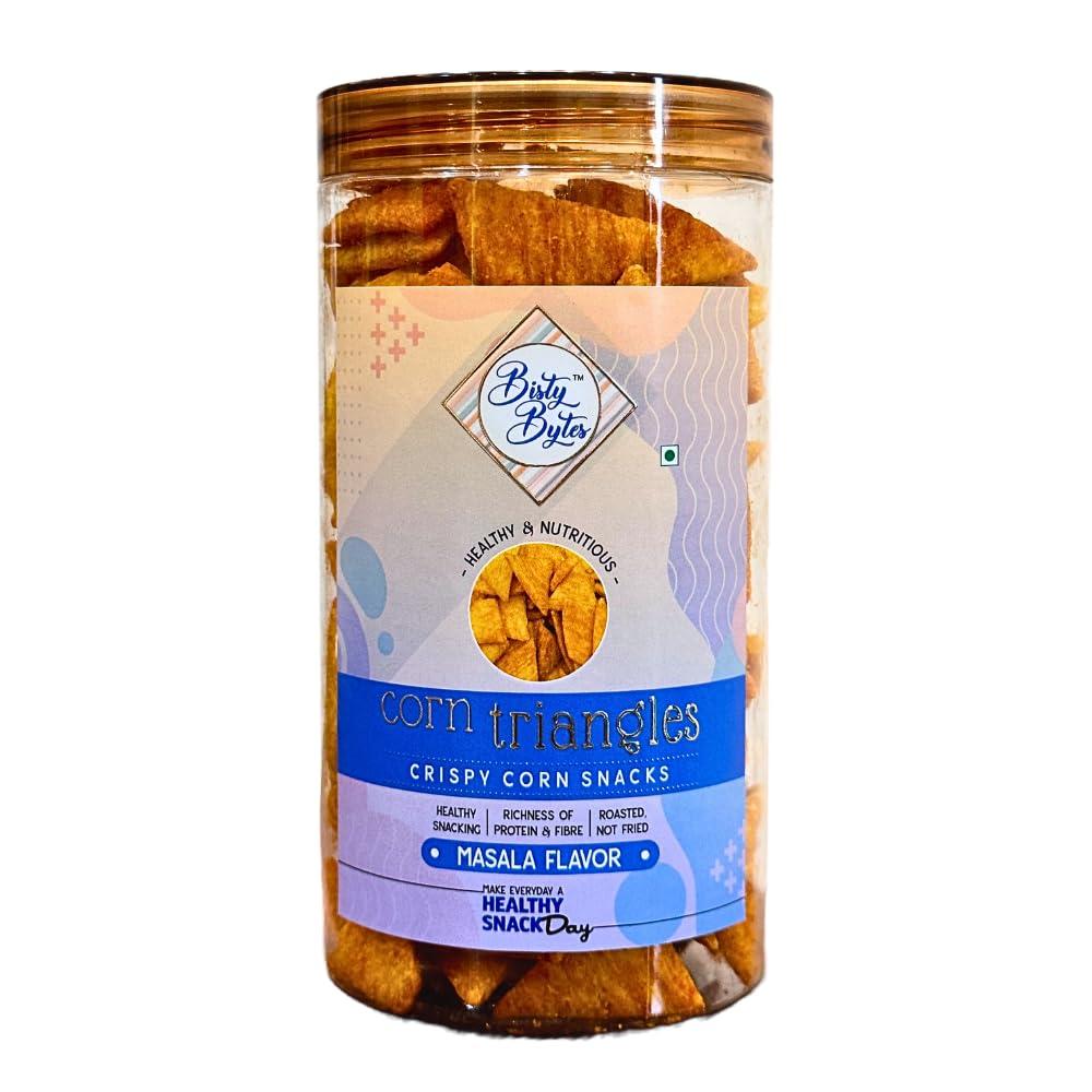 Bisty Bytes Bisty Bytes Corn Snacks || Corn Triangles + Corn Towers + Corn Biscuits || Pack of 3 || Healthy baked Snacks