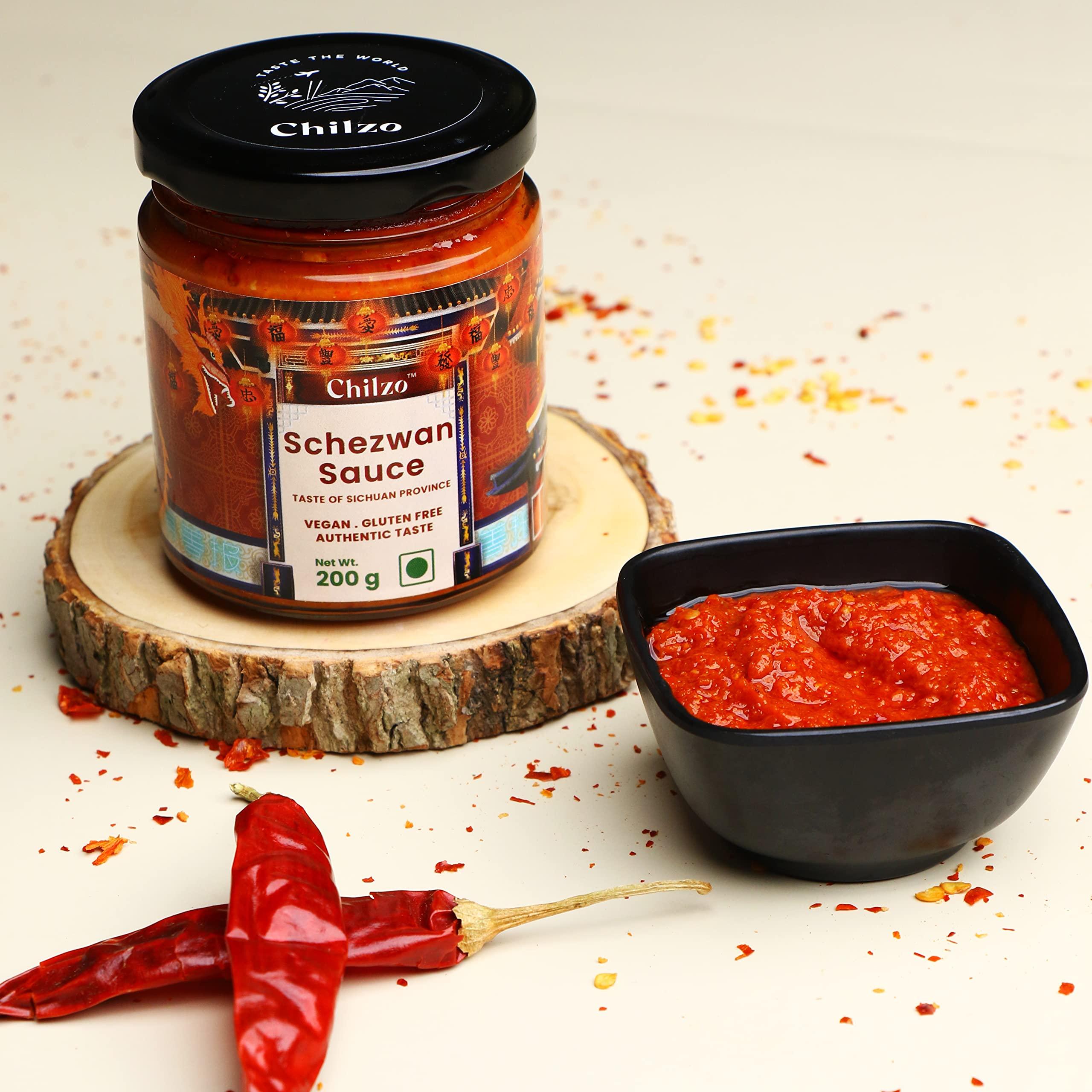 Chilzo Chilzo Schezwan Sauce (200 Gm) | No Sugar | No Msg | No Artificial Flavors/Colors | Made With Real Ingredients| Vegan | Gluten Free