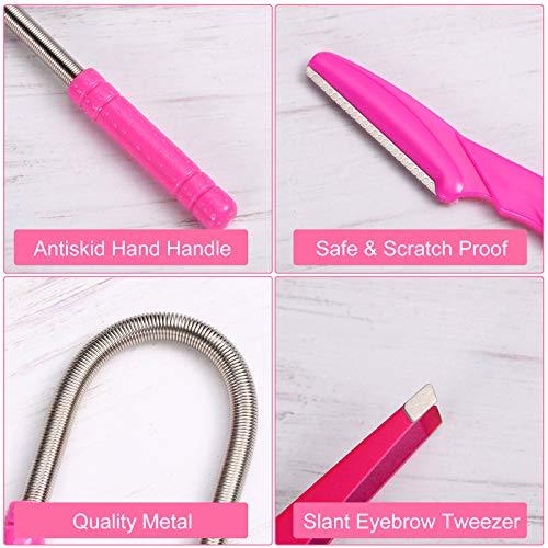 Honoson 12 Pieces Facial Hair Removal Set Including 4 Pieces Hair Removal Spring 4 Pieces Eyebrow Trimmer 4 Pieces Stainless Steel Tweezers Facial Remover Threading Tool for Facial Hair, Upper Lip Cheeks