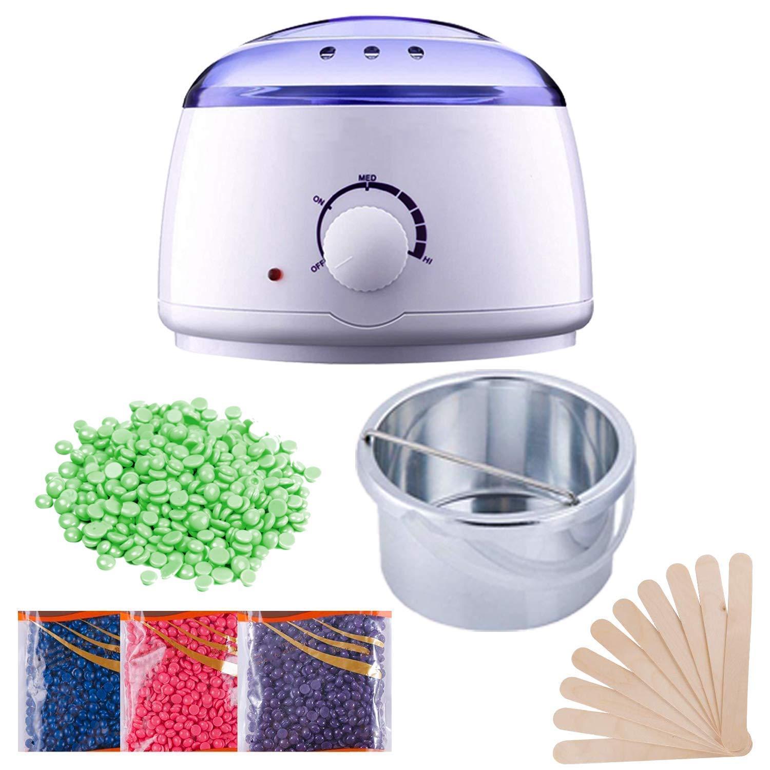 CUVLY CUVLY Hard Wax Warmer, Heater with Hair Removal Wax Beans(100 Grams) and Wooden Chips for Hard, Waxing Kit for Women - Color May Vary, Set Of 1