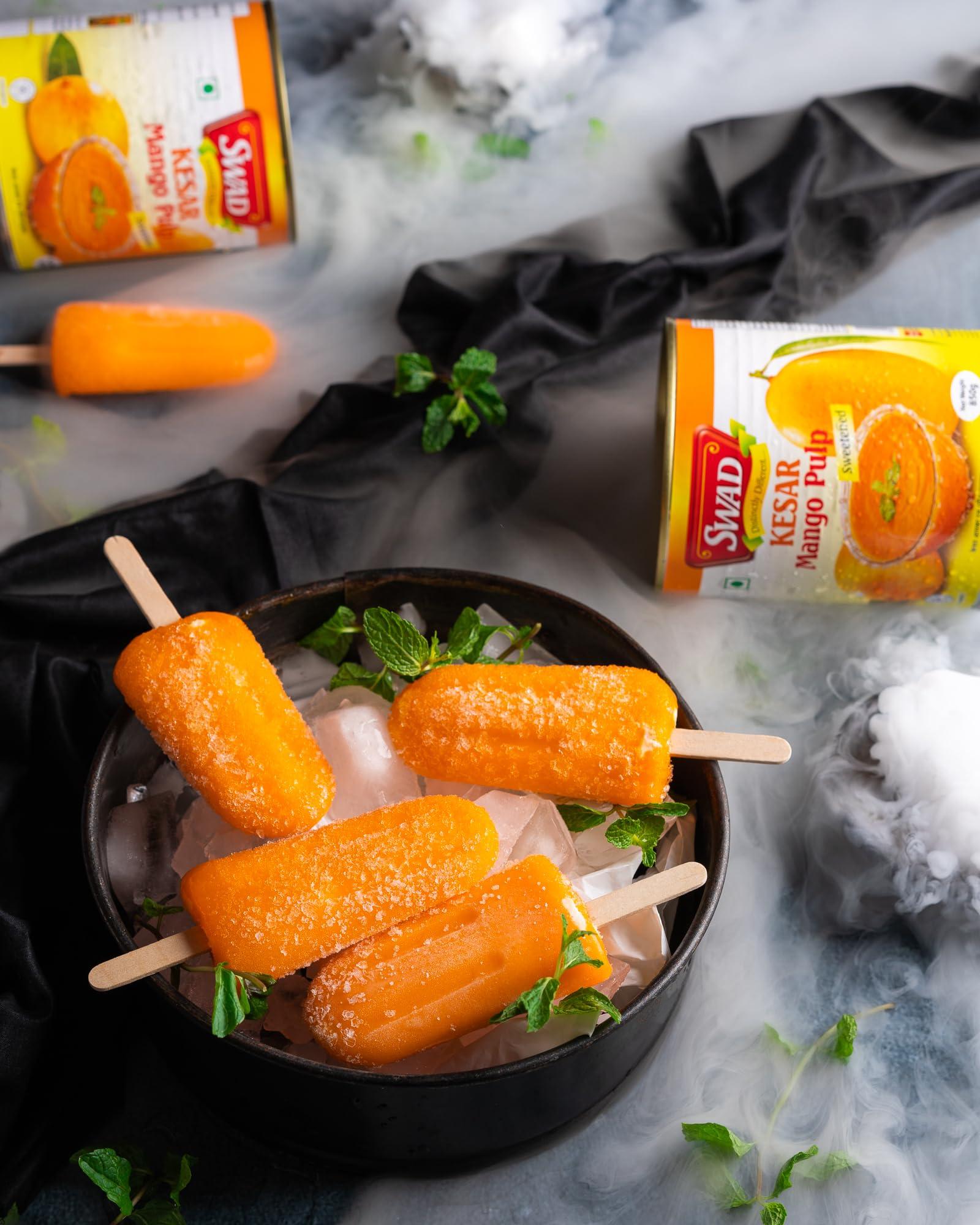 Swad Swad Kesar Mango Pulp Sweetened, 850g