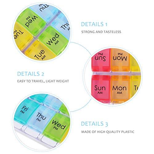EXCEART EXCEART 14 Grids 7 Days Pill Box Organizer Weekly Pill Organizer Large Pill Organizer Pill Cases Meds Box Pill Box Case
