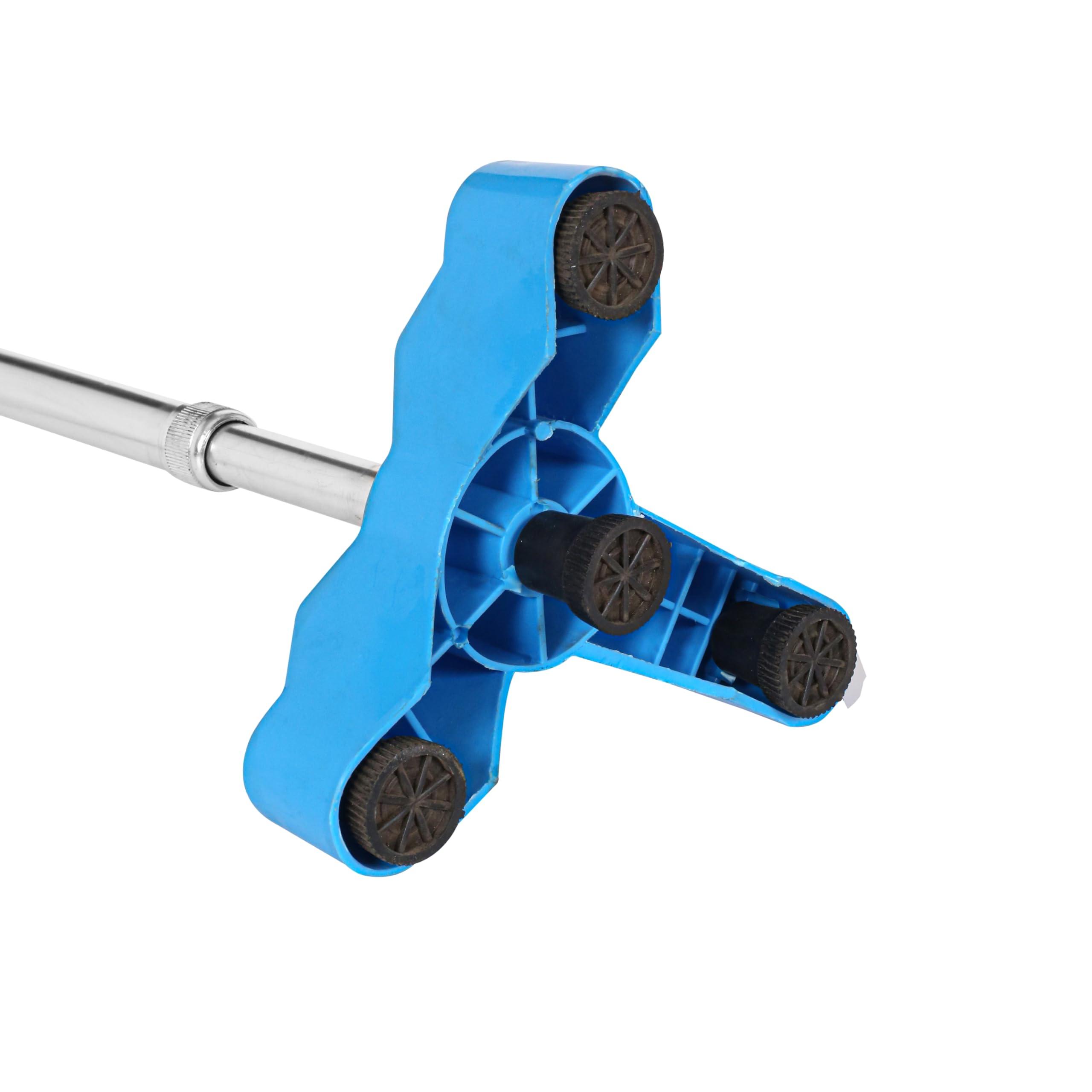 PHYSIQO PHYSIQO Quadripod ALUMINIUM Men/Women/Old People Walking Stick | For Elderly & those Physically Challenged |Lightweight | Height Adjustable walking stick with 3 Legs - Universal (Blue/Silver)