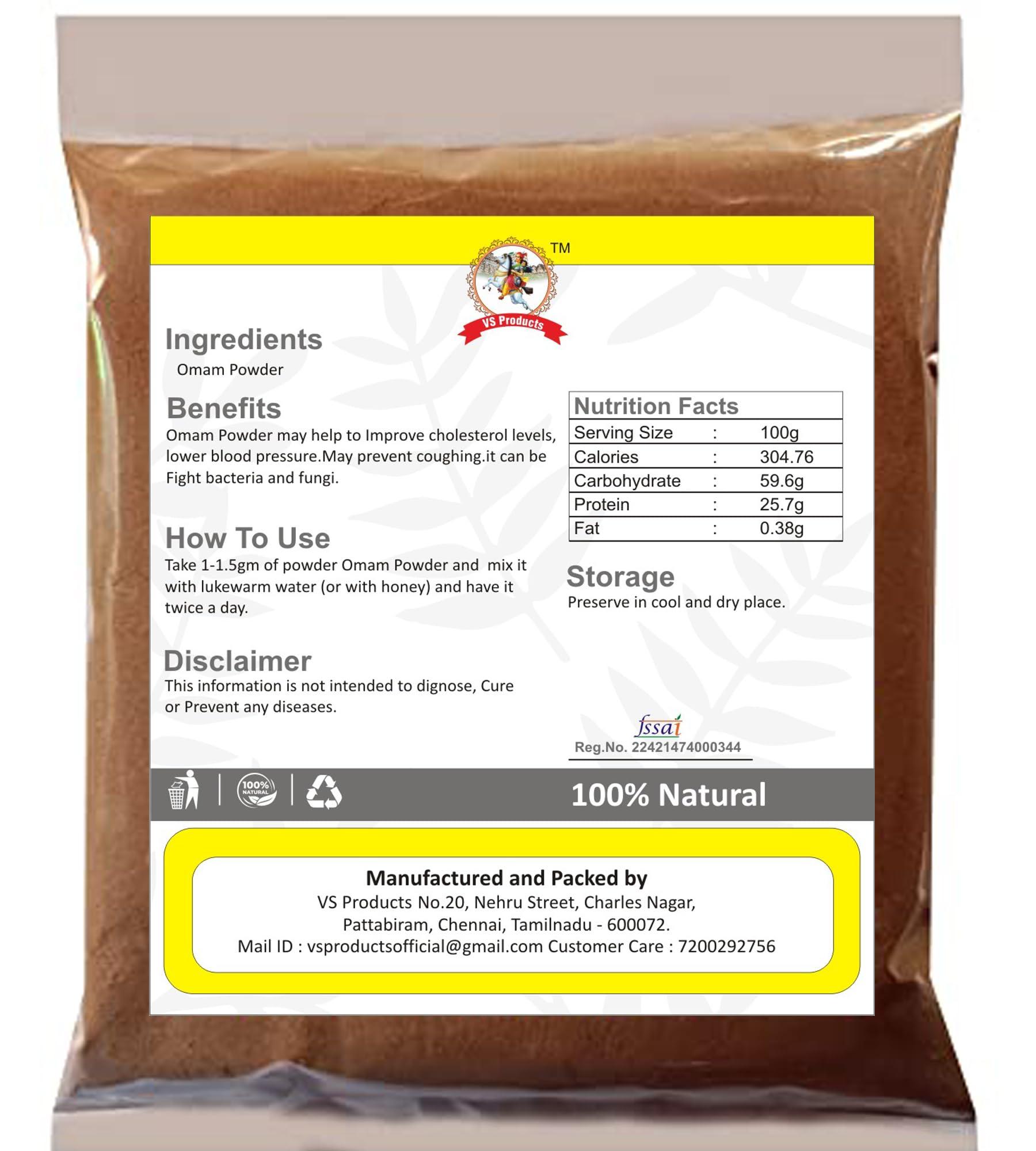 VS Products VS Products Omam Powder, 1000g, Ajwain Carom Seed powder, Ajowan Carway, Thymol Seed powder,1000g(packof10x100g)