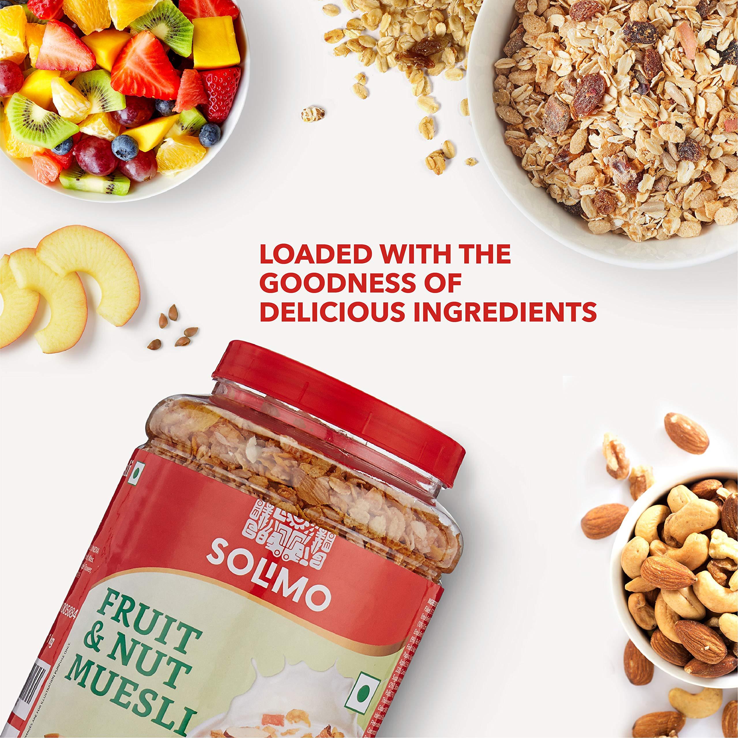 Amazon Brand - Solimo Amazon Brand Solimo - Fruit and Nut Muesli 1kg & Amazon Brand Solimo - Strawberry Muesli 1kg