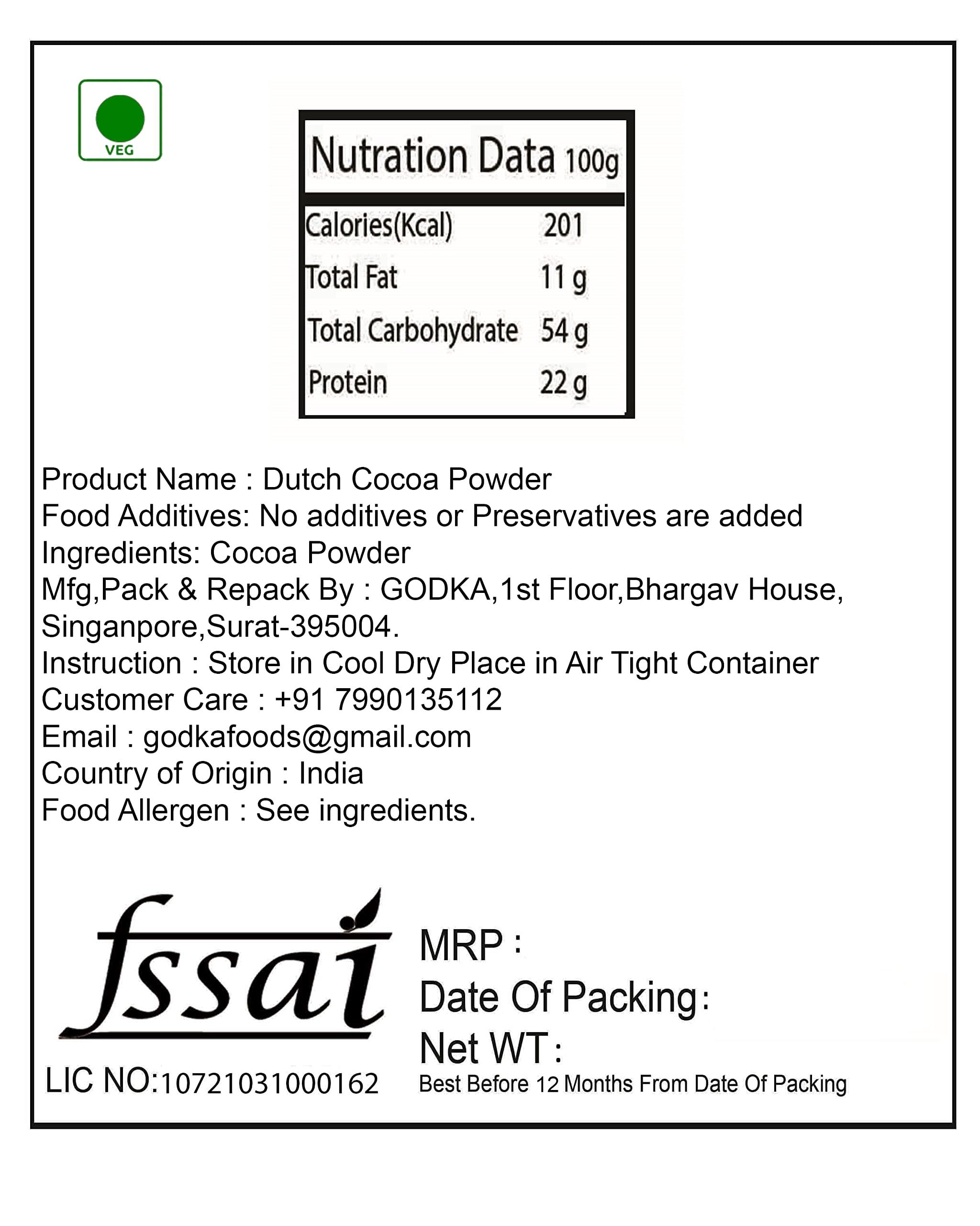 GODKA Godka™ Dutch Cocoa Powder/Dark Coco Powder,500g