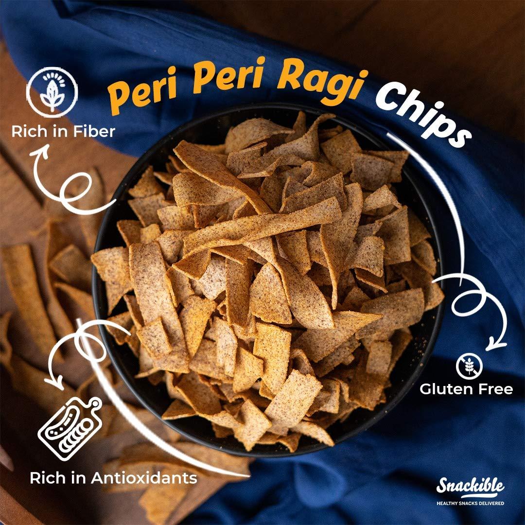 Snackible Snackible Peri Peri Ragi Chips (Pack of 3) - 3x165gm | Millet Base Snack | Rich in Fibre | Healthy Indian Snack