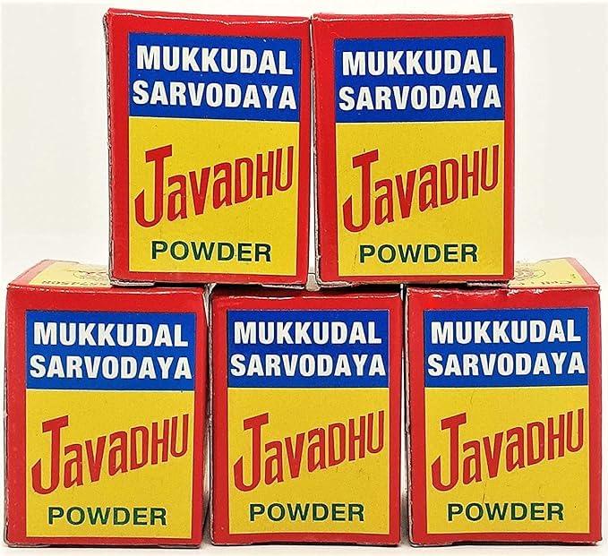 NANAVAR NANAVAR Mukkudal Sarvodaya Sarvodaya Original Javadhu Herbal Scented Powder for Cloth and Body - Pack of 5 for Pooja and Also Mix with Dasangam/Dhasangam (5)
