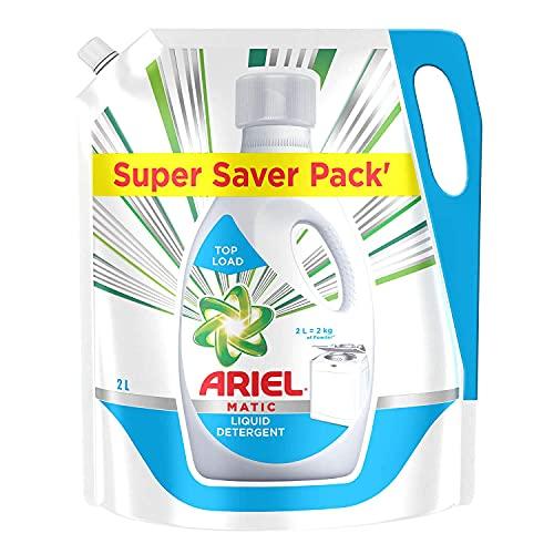 Ariel Ariel Matic Top Load Detergent Washing Powder - 4 kg with Free Detergent Powder - 2 kg - Pantry & Ariel Matic Liquid Detergent Top Load Refill Pouch, 2 Litre