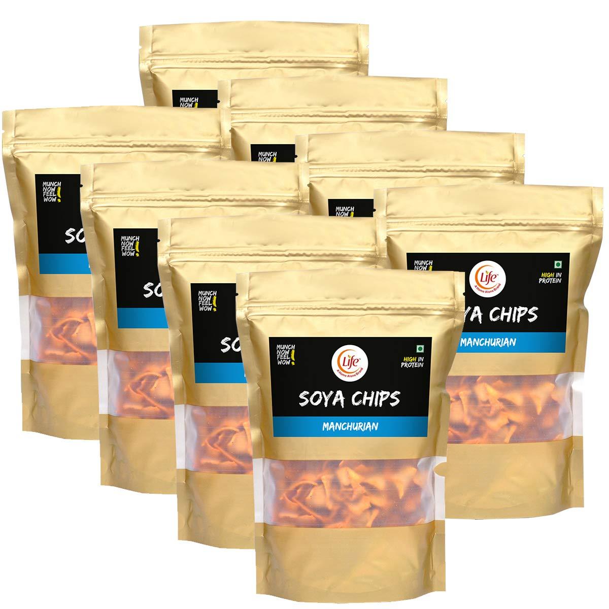 Life Life SOYA Chips Manchurian 150g Each Healthy Snacks and Namkeen Pack of 8