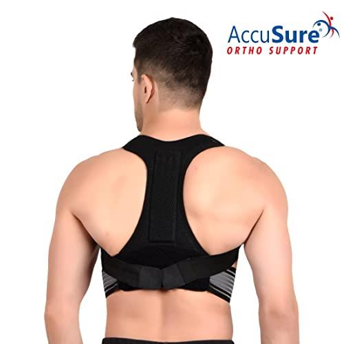 AccuSure AccuSure Posture Corrector Belt For Back & Shoulder, Backbone Support Belt Comes Lumbo Support Belt Lumbo Sacral Back Support For Men & Women-L