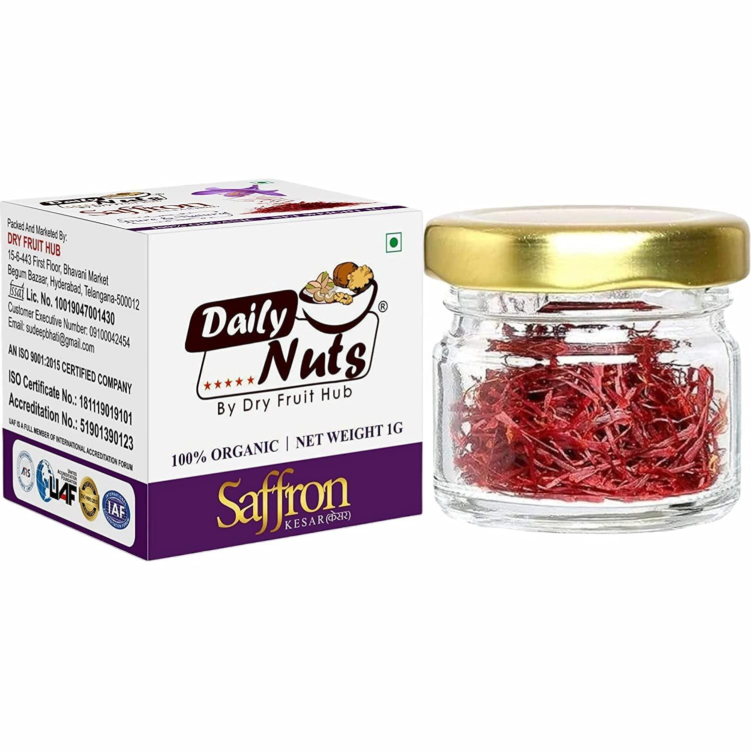 DRY FRUIT HUB Dry Fruit Hub Saffron Original Kashmir Kesar 1gm Kesor | Kashmir Zaffran | Keshor | kungumapoo Original For Pregnant Women | Pooja | Tilak | Biryani