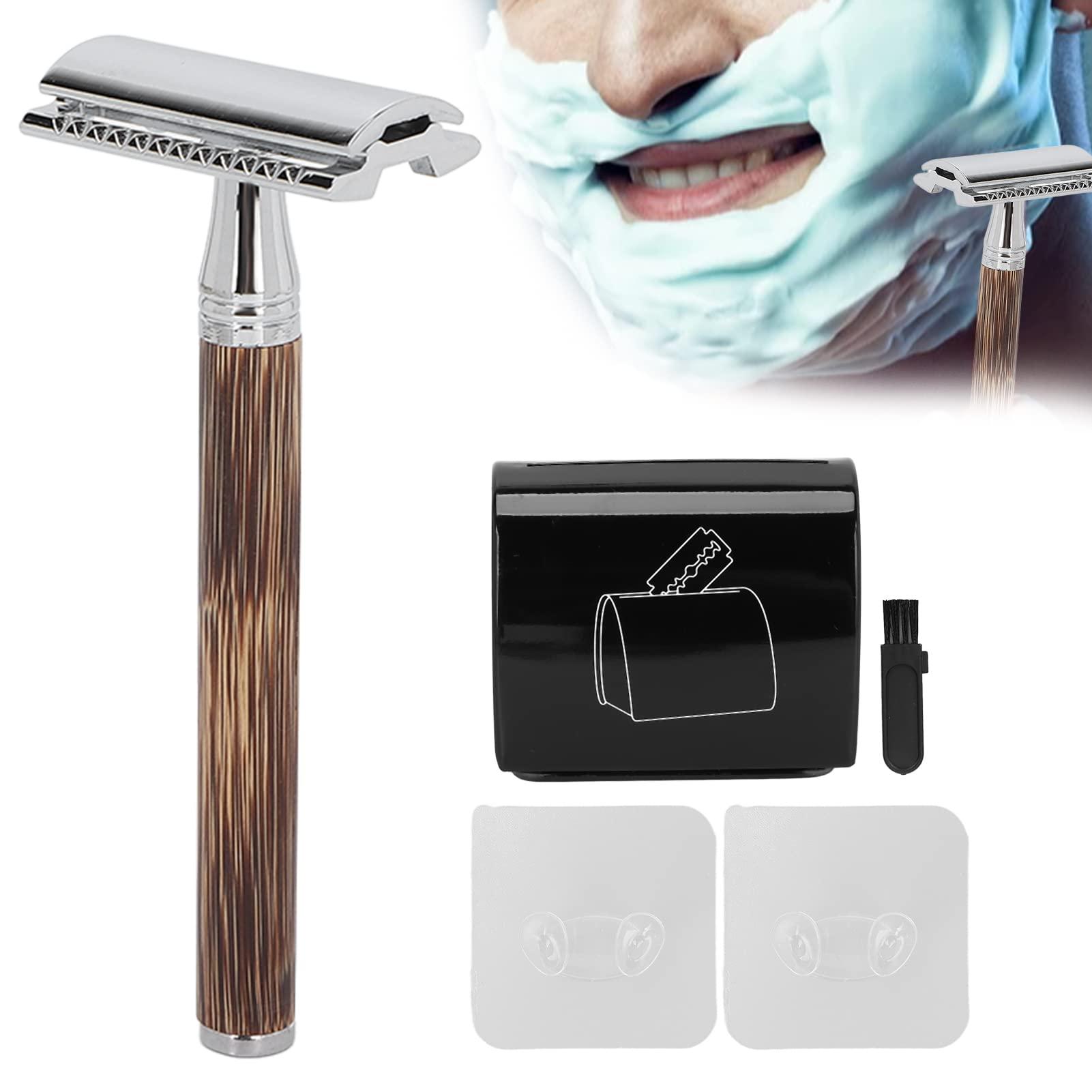 Haowecib Mens Set, Old Fashioned Shaver Bamboo Handle Accurate Safety with Blade Box for Shaving