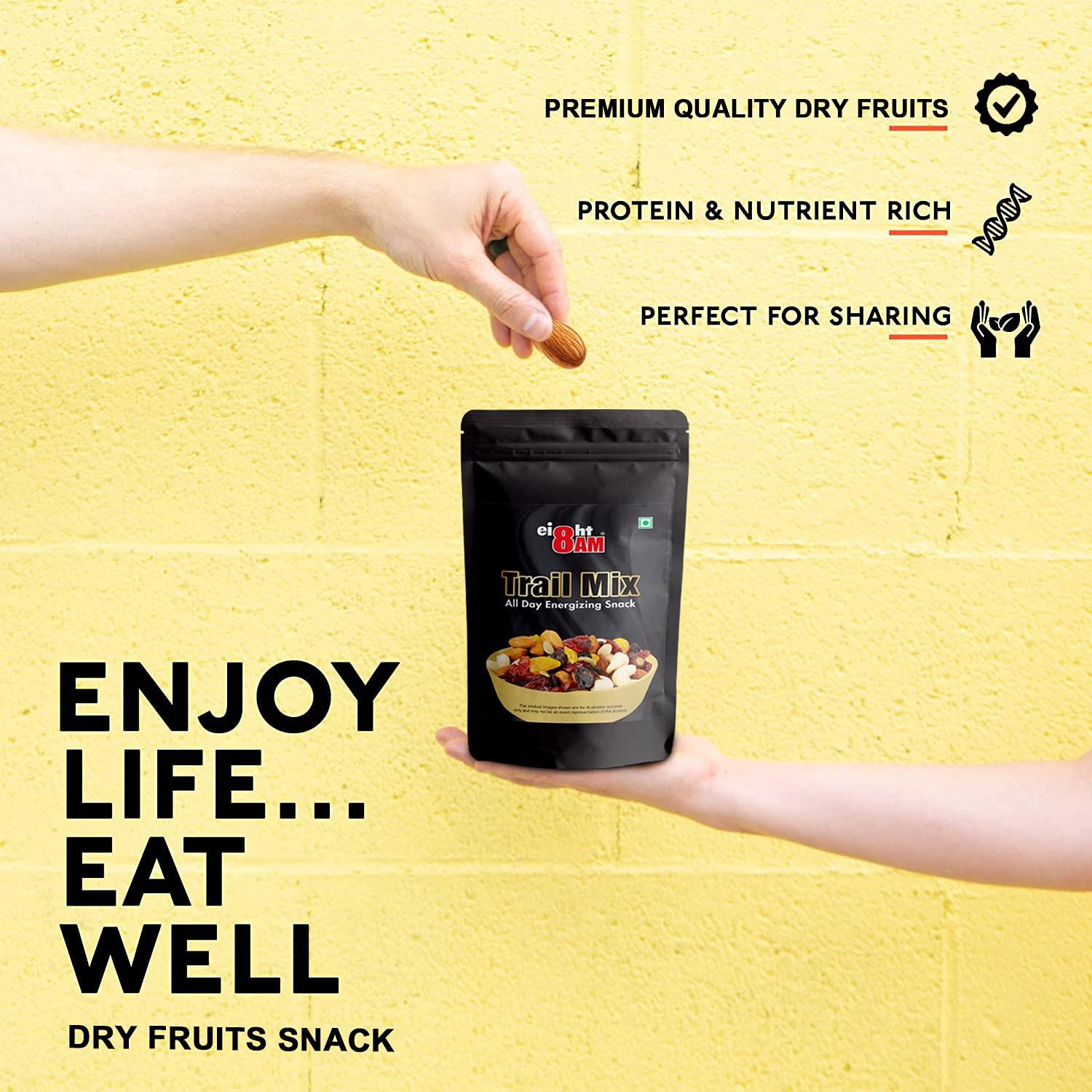 8AM 8AM Trail Mix Dry Fruits & Nuts, 200g(Pack of 2) | Made with Nutritious Ingredient Cranberries, Roasted Cashew, Almonds, Raisin, Pumpkin Seeds | Healthy and Tasty Snack, Rich in Zinc, Potassium, Iron