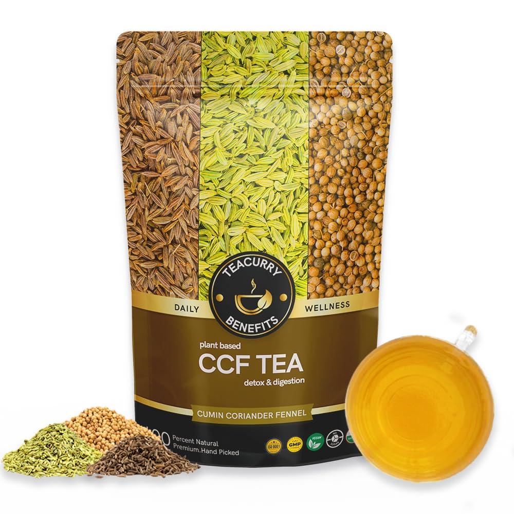 TEACURRY TEACURRY CCF Tea (100Grams,200Cups) - Cumin Coriander Fennel Tea for Migraine, Headaches, Digestive Health - CCF From Spain