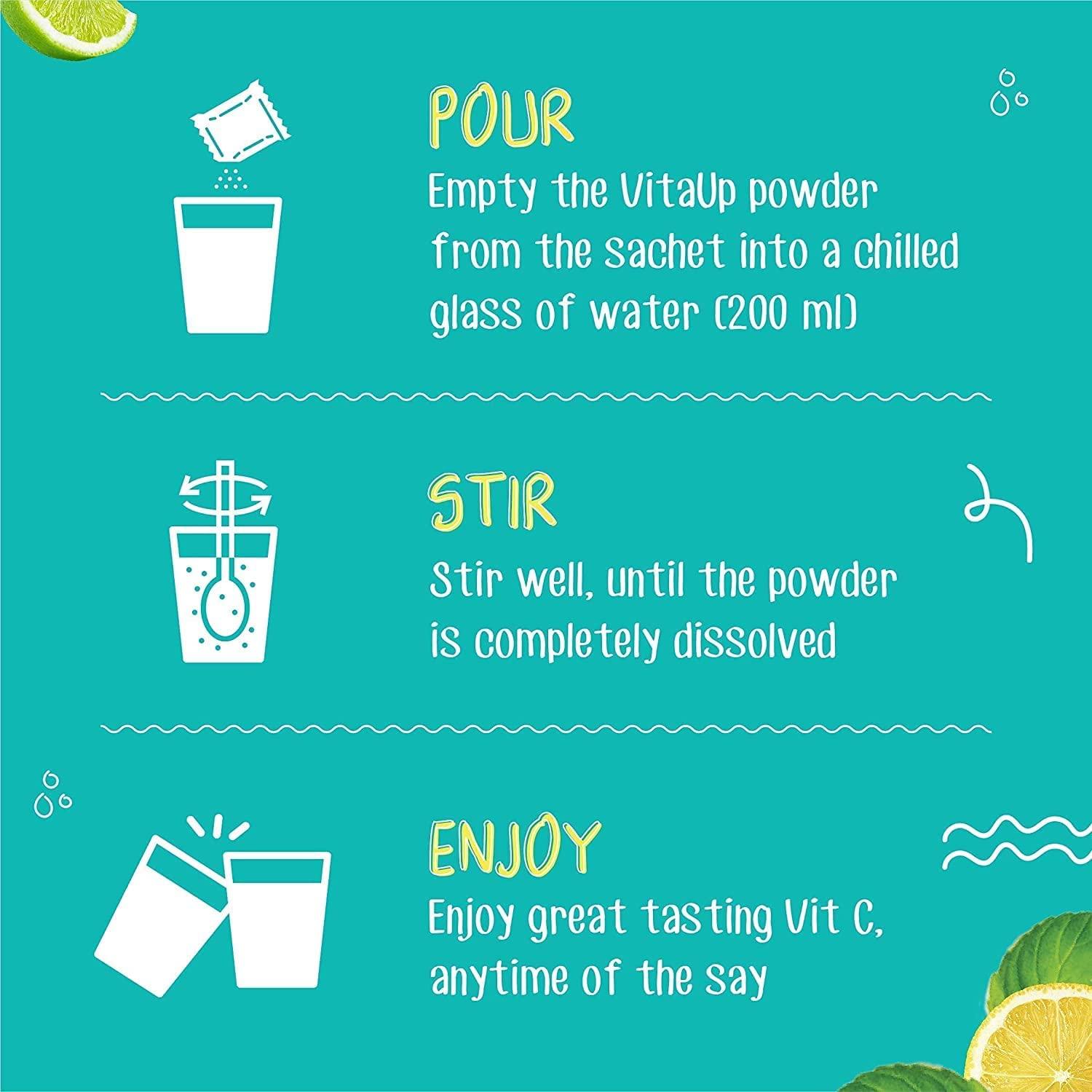 Magic Leaf Magic Leaf Stevia VitaUp to Boost Immunity and Skin Health, Lemon, Vitamin C Powder, 100% Natural Sweetened with Stevia, Safe for Diabetic Patients & Kids, Pack of 2 (30 Sachets Each)