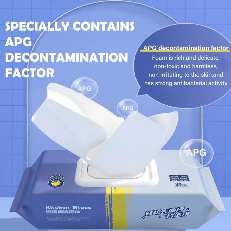 BITTZOOT BITTZOOT Disposable Kitchen Cleaning Wipes, Decontamination Wet Wipes, Reusable Kitchen Wet Wipes Oil and Grease Cleaning Floor Wipes Kitchen Wipes For Bowls, Kitchen, Tiles,Sinks (1)