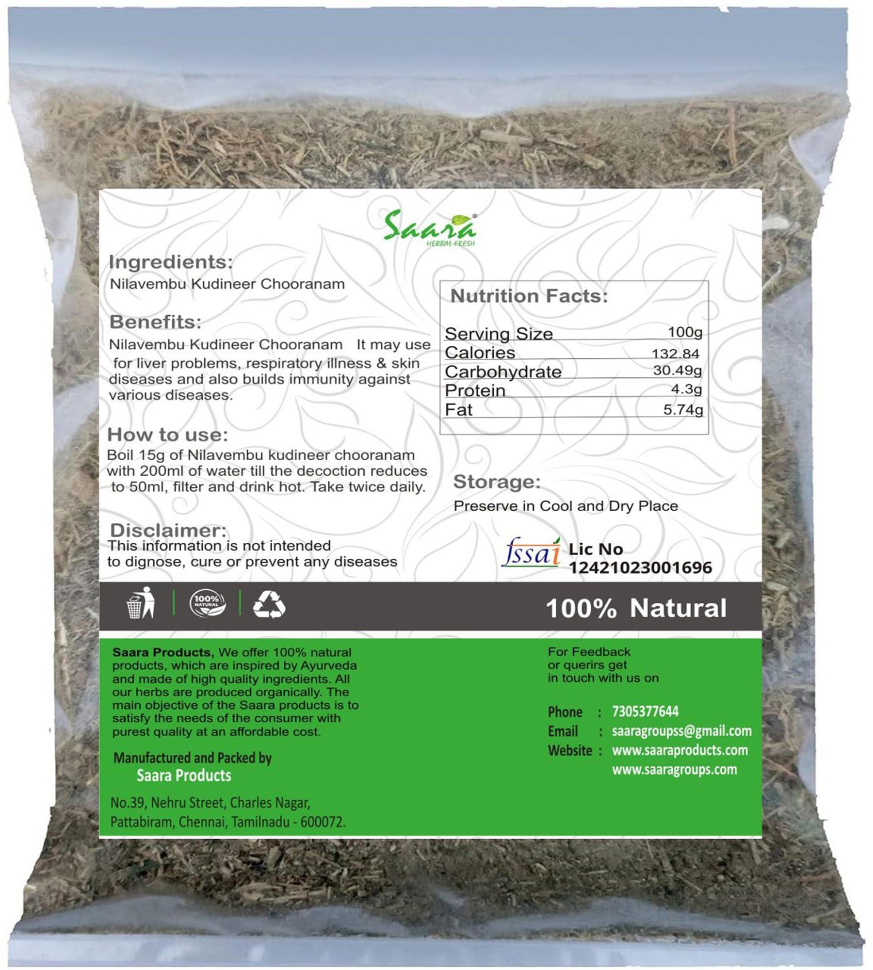 SAARA SAARA Nilavembu Kudineer Chooranam Powder Nilavembu kudineer Powder Nilavembu Kashayam Powder 50 gram