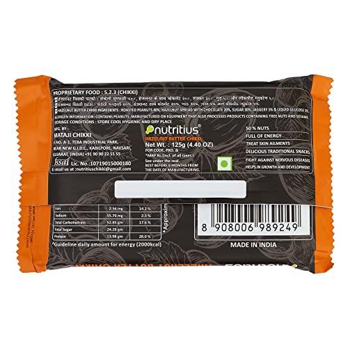 Nutritius Nutritius Hazelnut Butter Chikki, 125 grams (Pack Of 10) - Family Pack