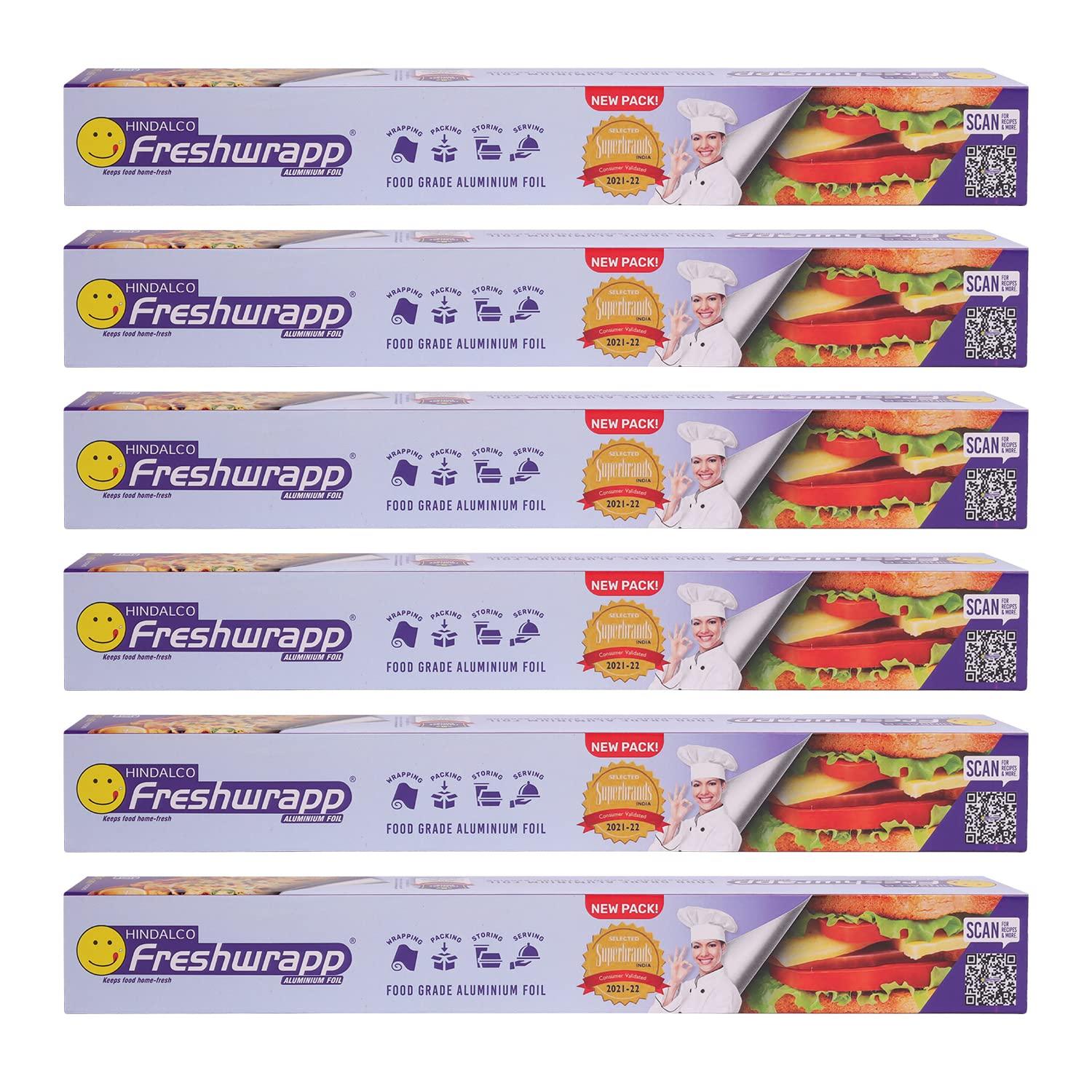 Freshwrapp Hindalco Freshwrapp Aluminium Foil 33 Grams + 17 Grams, 11microns (Pack of 6) | Food Packing , Wrapping, Storing and Serving