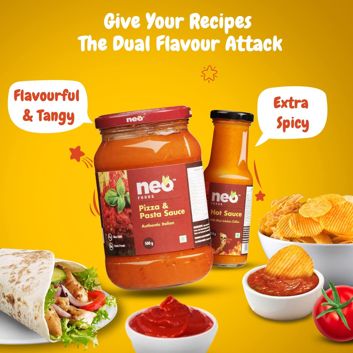 Neo Neo Pizza Pasta Sauce 500g Jar I For Pizza, Pasta & Snacks I Farm Fresh, Natural Ingredients I Non GMO, 100% Vegan l Authentic Italian l Make delicious Pizza and Pasta at home (500g)