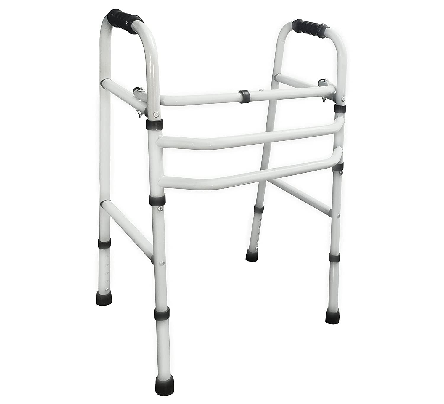 AMBITECH AmbiTech MS Height Adjustable & Double Bar Folding Walker for Adults, Senior Citizens and Patients (Made In India)