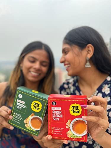 Fit Tea Fit Tea | Sugar Free Instant Tea Premix Sachet |Bulk Combo Offer Pack No Box|Strong| Add Hot Milk | (5.5g * 80 single cup sachets) (Adrak-Elaichi (single flavor pack))